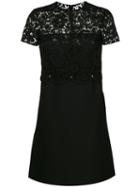 Valentino - Lace Panel Dress - Women - Cotton/virgin Wool/silk/polyamide - 40, Black, Cotton/virgin Wool/silk/polyamide