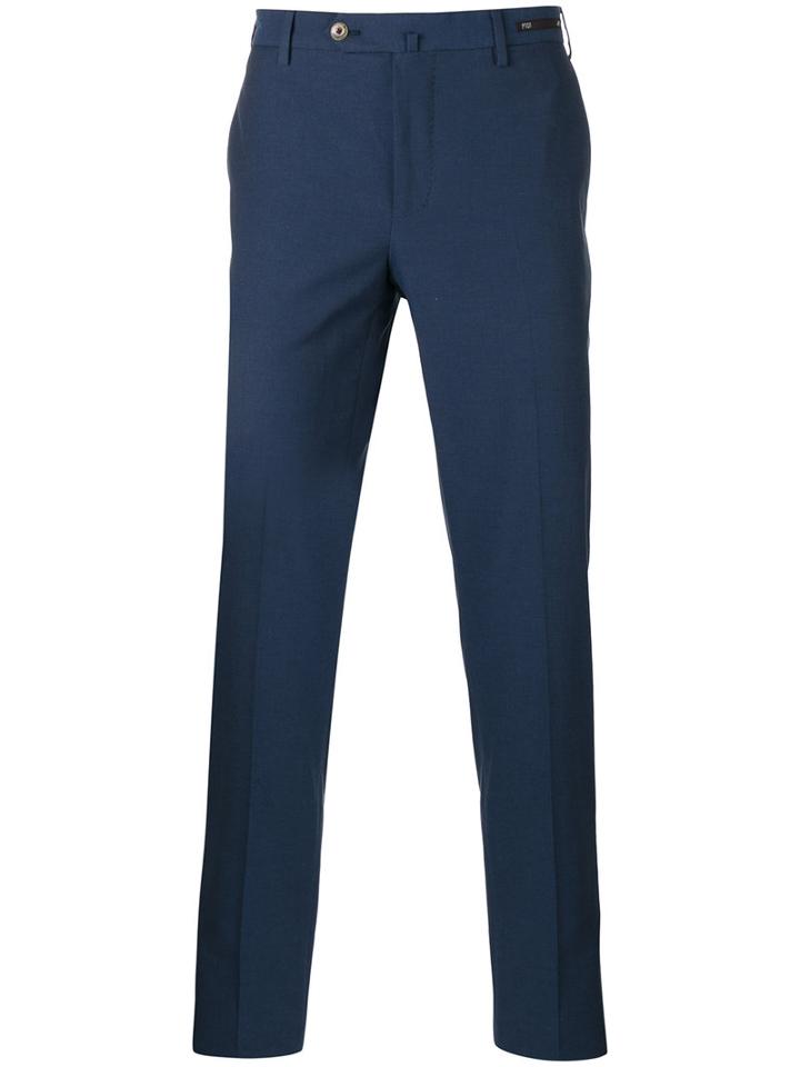 Pt01 Cropped Tapered Trousers, Men's, Size: 46, Blue, Cotton/spandex/elastane