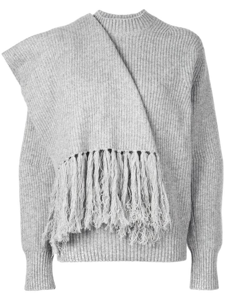 Sacai Scarf Embellished Jumper - Grey