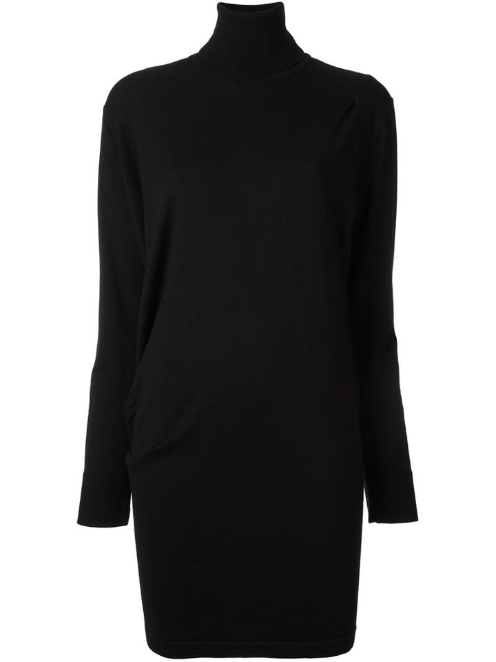 Paco Rabanne Roll Neck Knit Dress, Women's, Size: Medium, Black, Wool