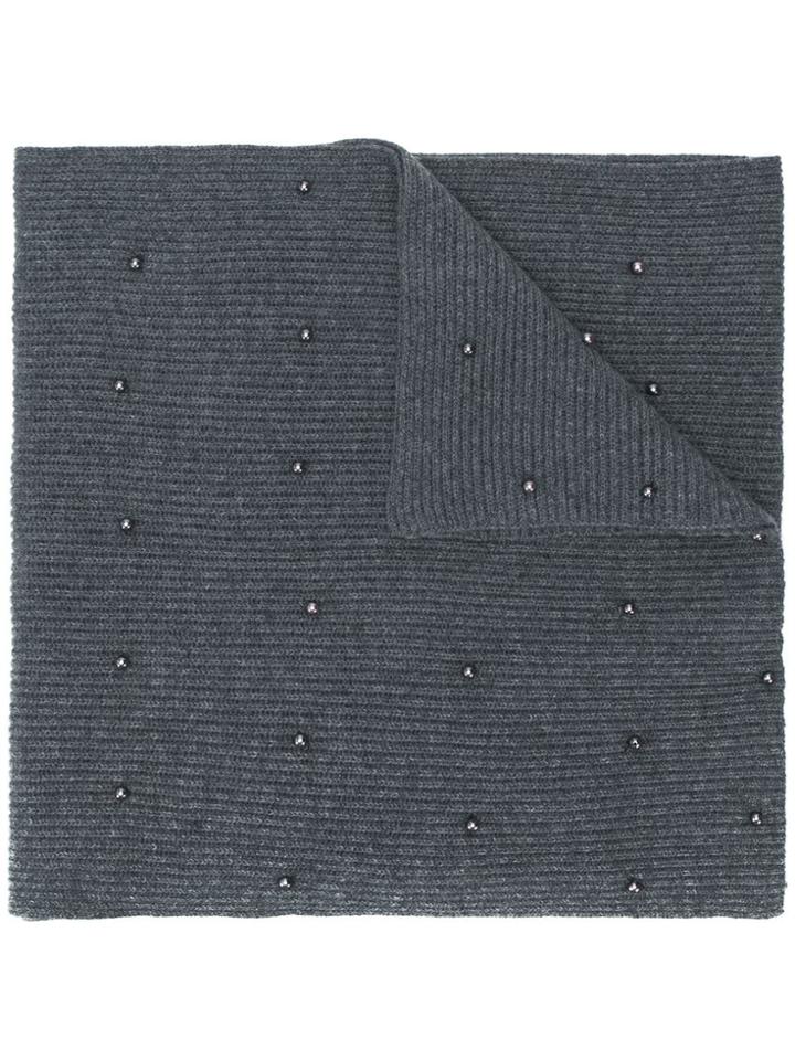 N.peal Embellished Knitted Scarf - Grey