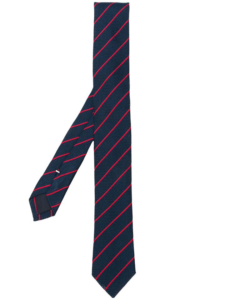 Eleventy Striped Tie - Blue