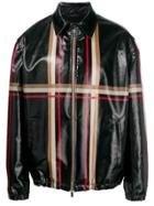 Fendi Striped Leather Look Jacket - Black