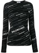 Balenciaga Logo Printed T-shirt - Black