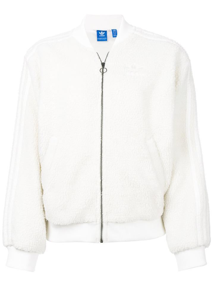 Adidas Zipped Shearling Jacket - White