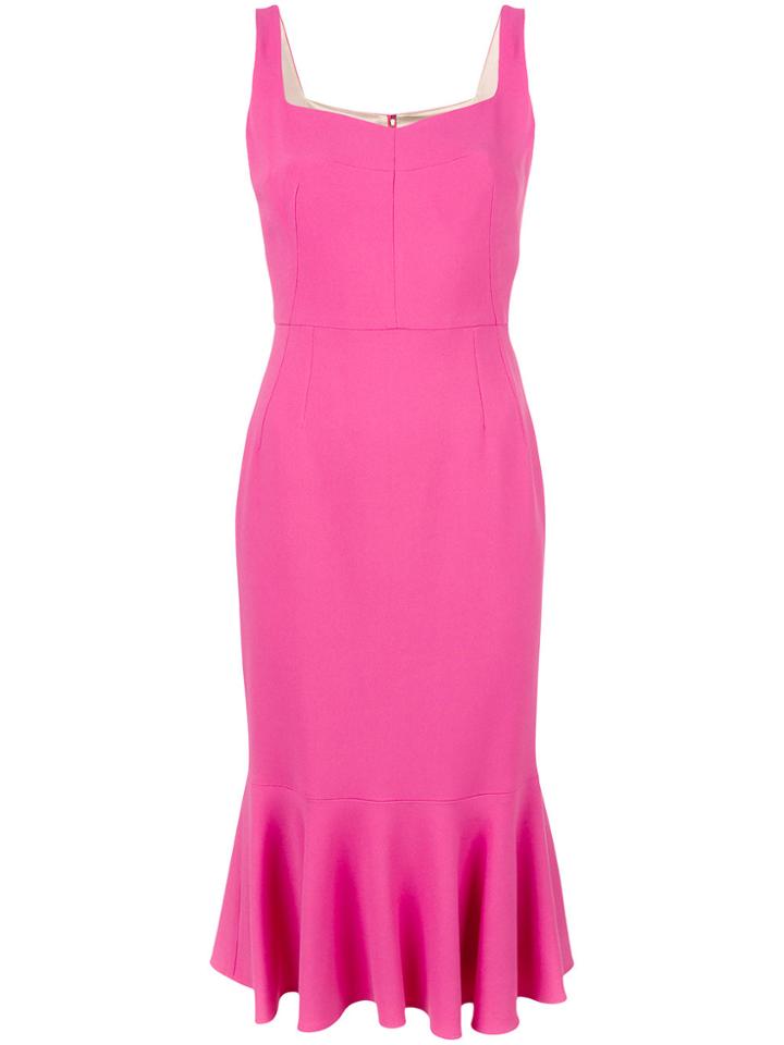 Dolce & Gabbana Peplum Hem Midi Dress - Pink & Purple