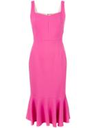 Dolce & Gabbana Peplum Hem Midi Dress - Pink & Purple