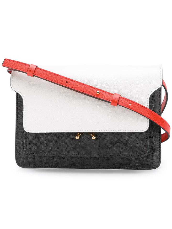 Marni Colour Block Shoulder Bag, Women's, Orange, Calf Leather/leather