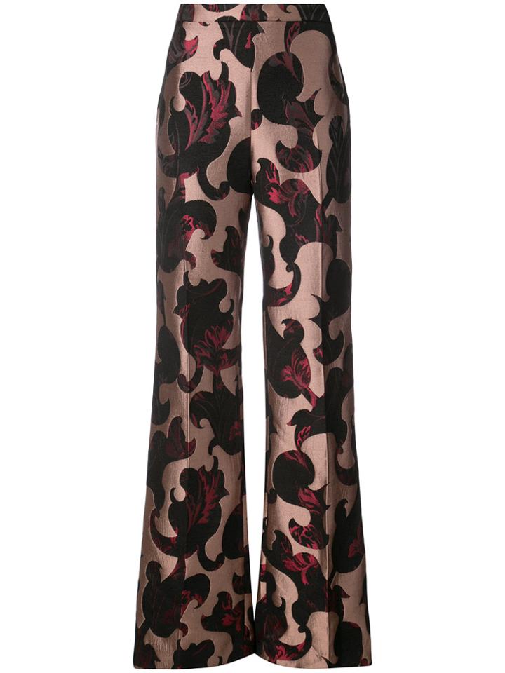Christian Siriano Flared Patterned Trousers - Black