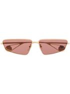 Gucci Eyewear Curved Rectangular Sunglasses - Gold