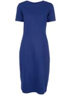 Carolina Herrera Short Sleeve Crewneck Sheath Dress - Blue