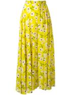 Rochas Pleated Maxi Skirt, Women's, Size: 42, Yellow/orange, Silk