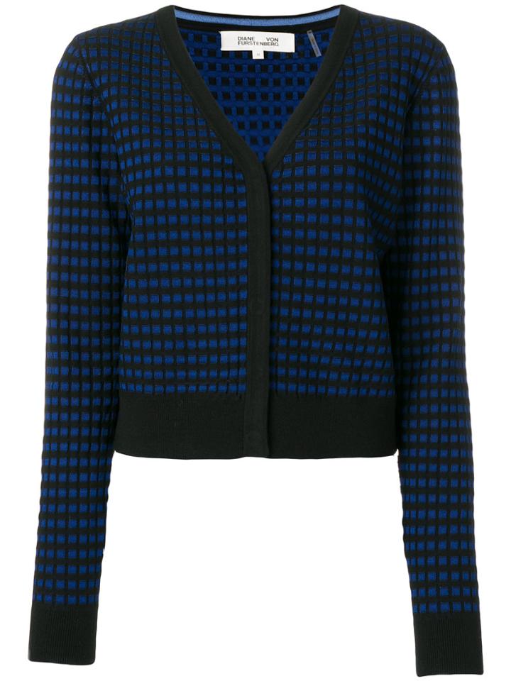 Dvf Diane Von Furstenberg Adelyn Checked Cardigan - Blue