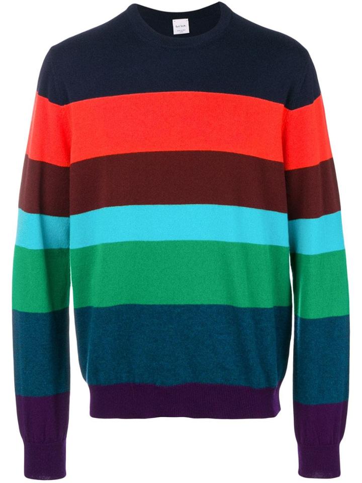 Paul Smith Multi Striped Crew Neck Sweater - Blue