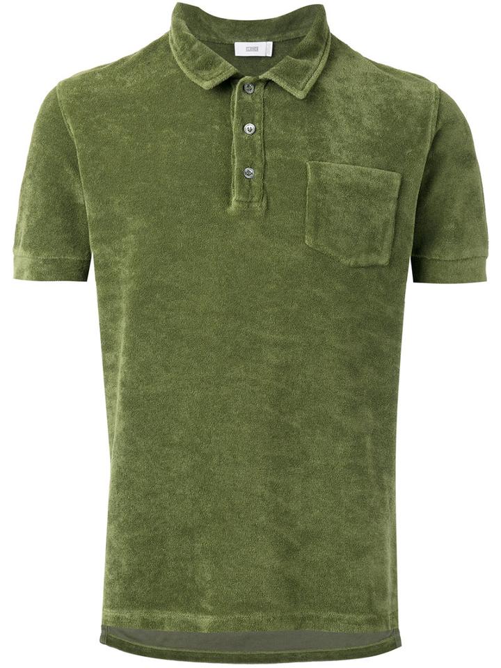 Closed Short Sleeve Polo Shirt With Pocket, Men's, Size: Small, Green, Cotton/polyester
