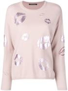 Luisa Cerano Metallic Lips Print Jumper - Purple