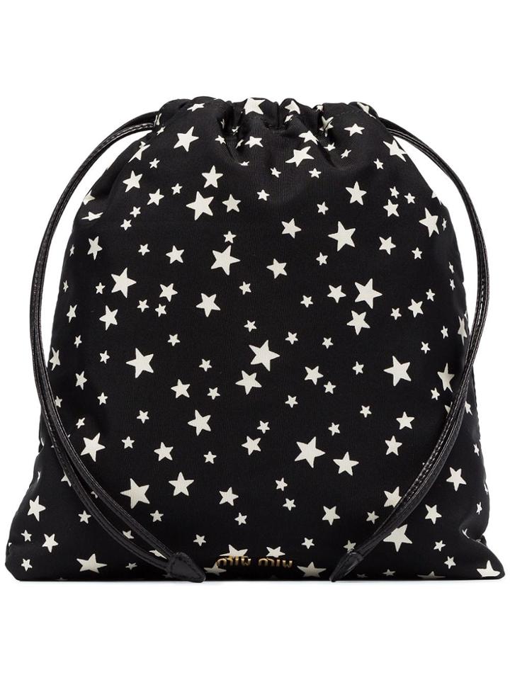 Miu Miu Miu Blk Wht Star Pch - Black