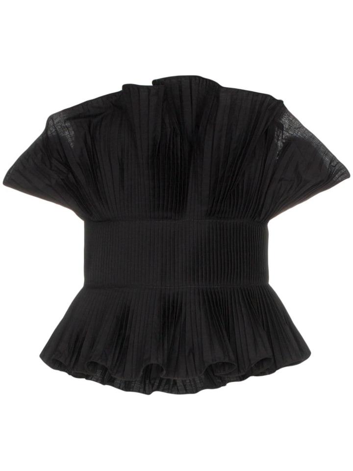 Johanna Ortiz Andaliza Hechiceria Ruffle Pleat Top - Black