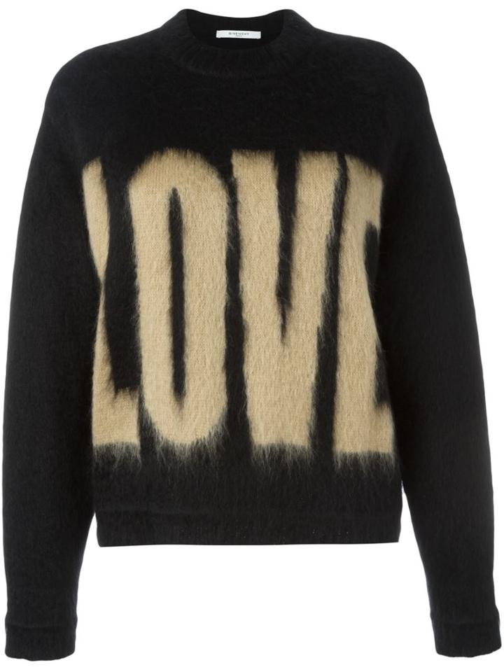 Givenchy Love Printed Sweater, Women's, Size: Xs, Black, Viscose/cashmere/mohair/polyimide