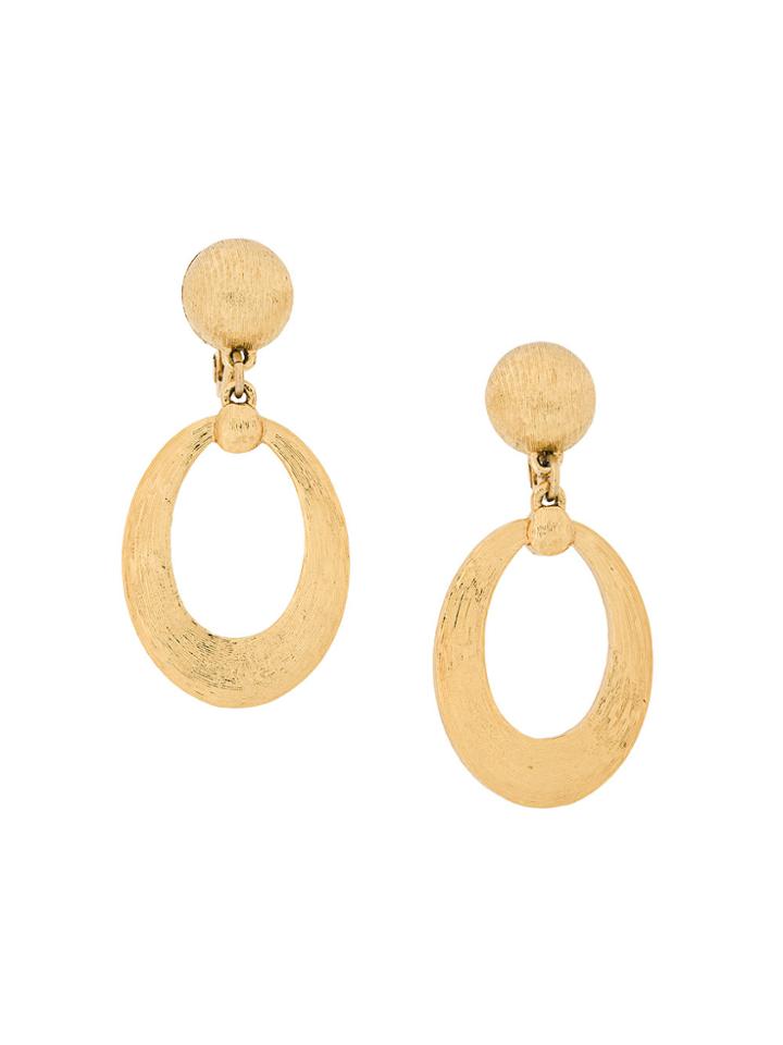 Monet Vintage 1970s Vintage Monet Brushed Hoop Earrings - Metallic