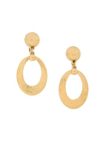 Monet Vintage 1970s Vintage Monet Brushed Hoop Earrings - Metallic