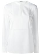 Brunello Cucinelli Bib Blouse, Women's, Size: Large, White, Cotton/polyamide/spandex/elastane