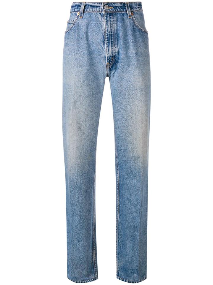 Re/done Straight Leg Pleated Jeans - Blue
