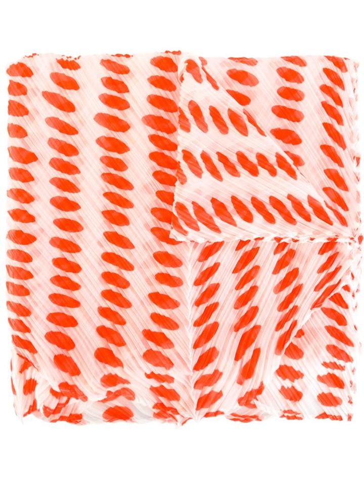 Pleats Please By Issey Miyake Printed Pleated Scarf, Women's, White, Polyester