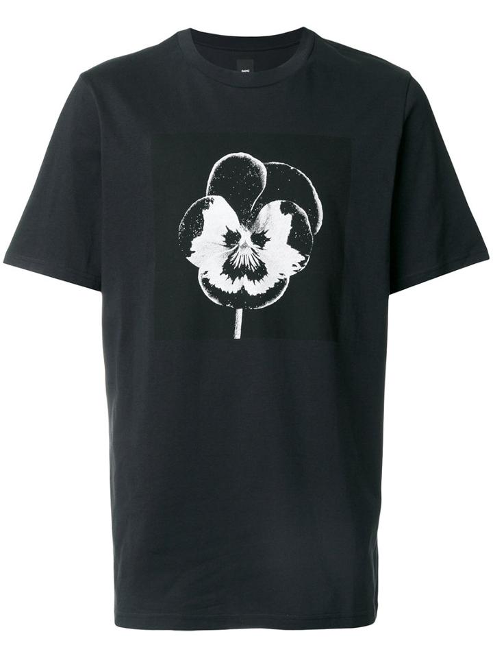 Oamc - Flower Print T-shirt - Men - Cotton - Xl, Black, Cotton