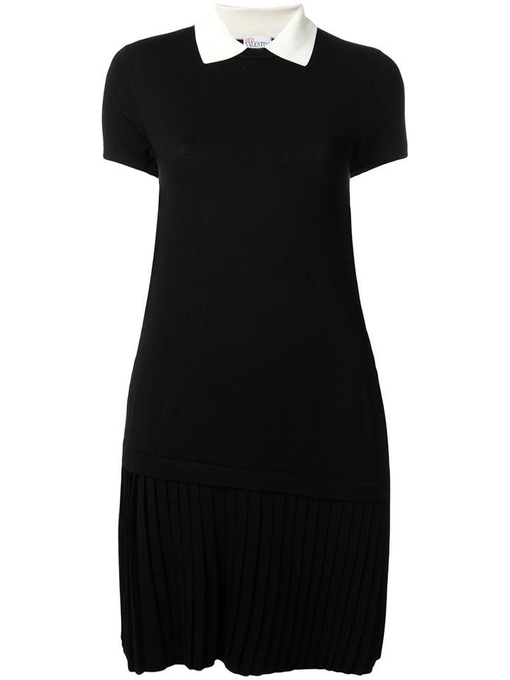 Red Valentino Pleated T-shirt Dress, Women's, Size: Large, Black, Viscose/polyamide