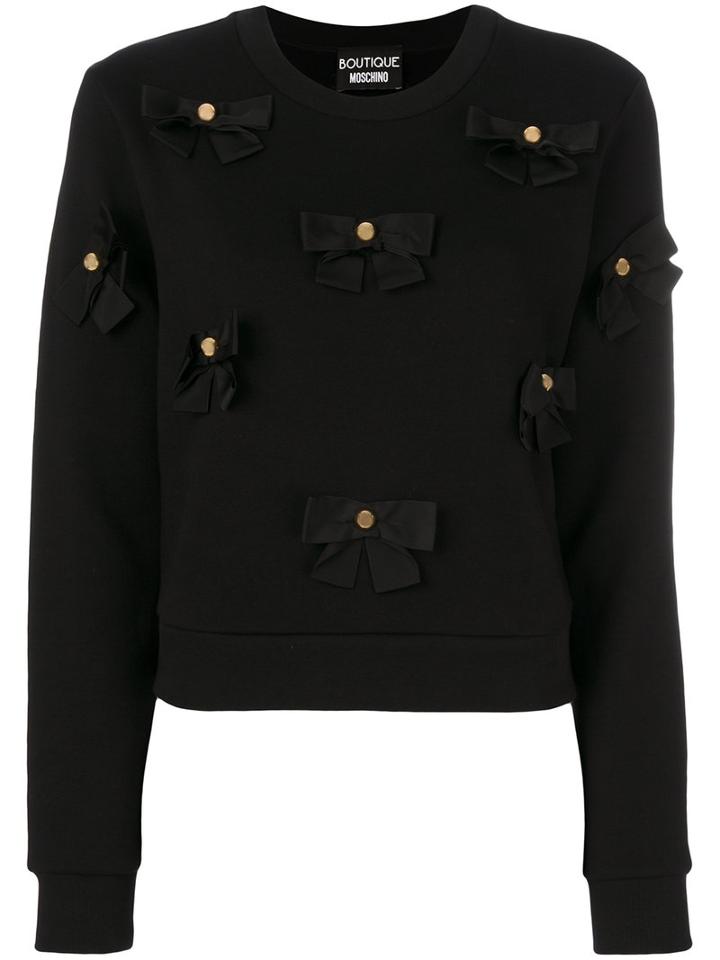 Boutique Moschino - Bows Applique Sweatshirt - Women - Cotton - 40, Black, Cotton