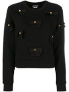 Boutique Moschino - Bows Applique Sweatshirt - Women - Cotton - 40, Black, Cotton