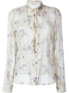 Red Valentino Semi Sheer Wisteria Button Down Shirt, Women's, Size: 46, Nude/neutrals, Silk