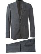 Armani Collezioni Fine Check Formal Suit, Men's, Size: 48, Grey, Acetate/viscose/wool