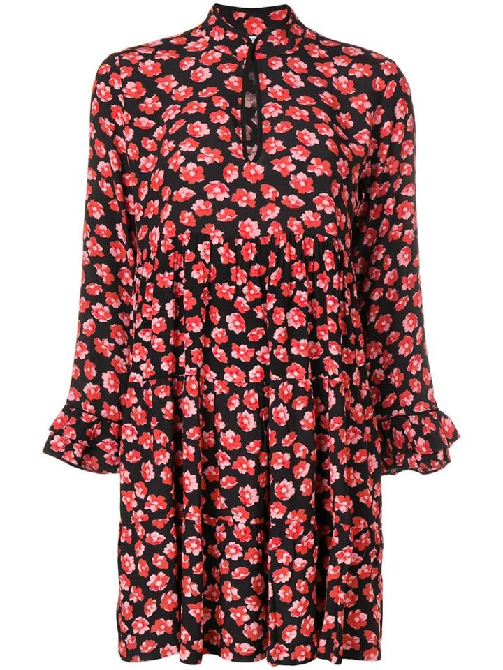Ganni Loose Fit Floral Print Dress - Black
