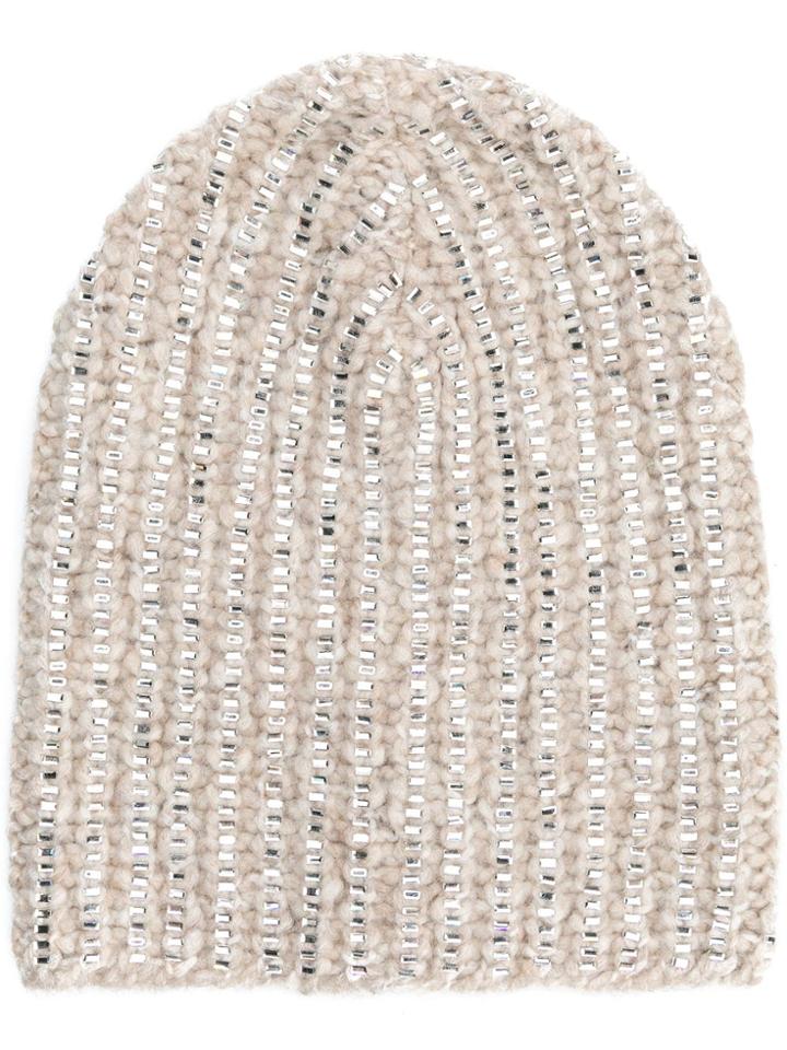 Ermanno Scervino Embellished Beanie - Nude & Neutrals