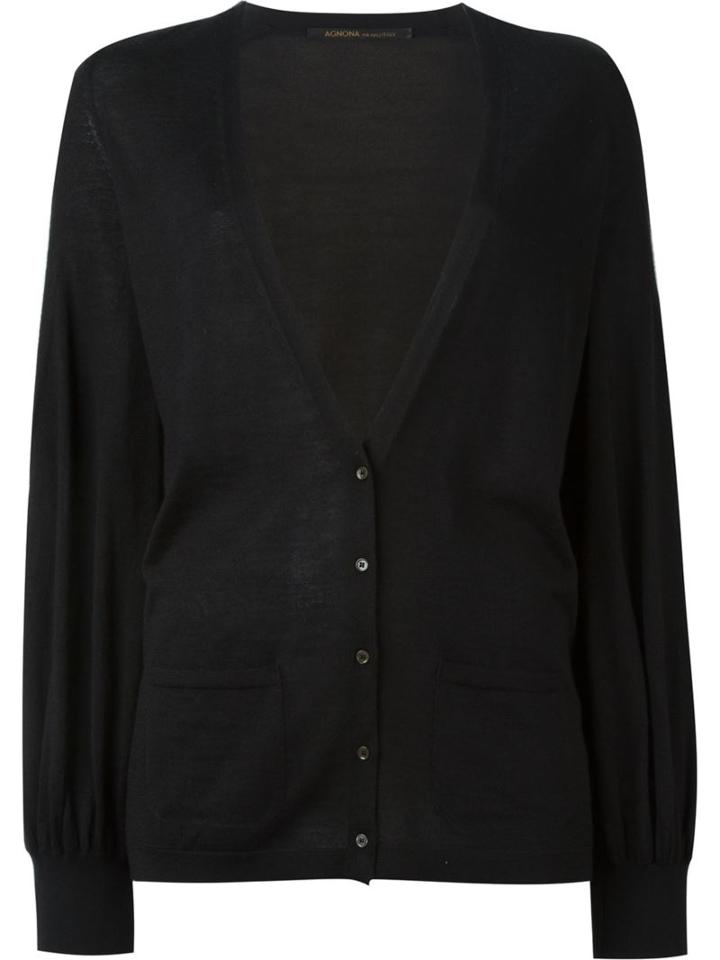 Agnona Dolman Sleeve Cardigan, Women's, Size: 42, Black, Silk/cashmere