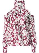 Alexis Floral Print Halterneck Dropped Shoulders Top - Pink & Purple