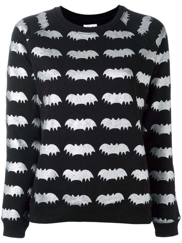 Zoe Karssen Metallic 'bats' Print Sweatshirt, Women's, Size: Small, Black, Cotton/polyester
