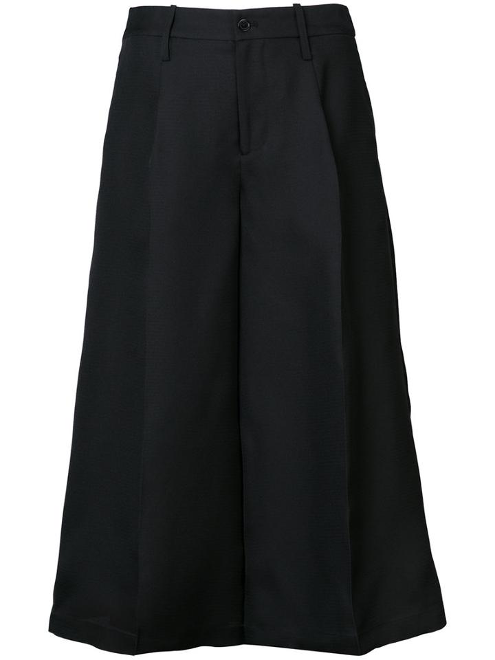 Co - Wide Leg Cropped Pants - Women - Silk/polyester - S, Black, Silk/polyester