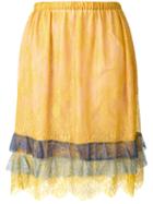 Philosophy Di Lorenzo Serafini Lace Skirt, Women's, Size: 42, Yellow/orange, Polyamide/polyester