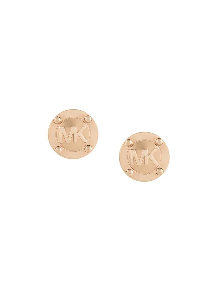 Michael Kors Embossed Logo Earrings, Women's, Metallic