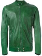 Diesel Zipped Leather Jacket, Men's, Size: Small, Green, Sheep Skin/shearling