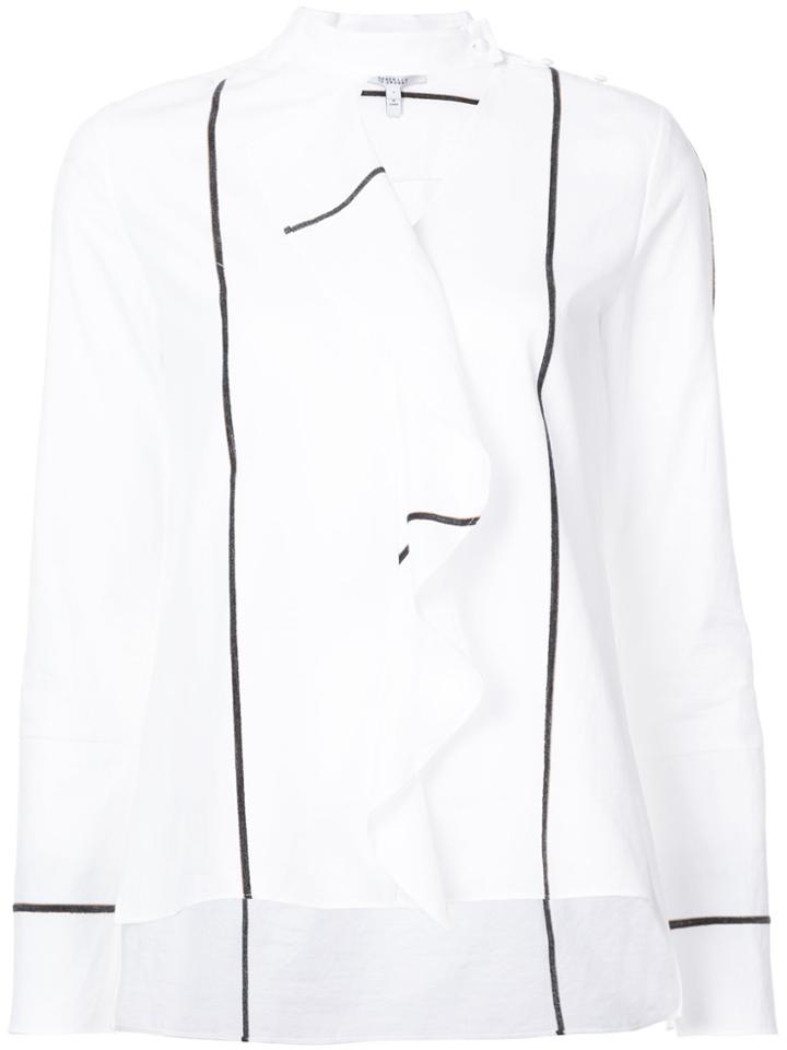 Derek Lam 10 Crosby Long Sleeve Ruffle Front Shirt - White
