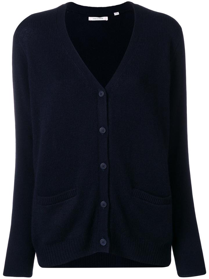 Chinti & Parker Elbow Patch V-neck Cardigan - Blue