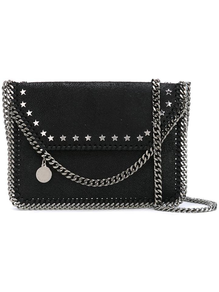 Stella Mccartney - Star-studded Falabella Foldover Bag - Women - Artificial Leather - One Size, Black, Artificial Leather