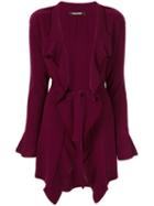 Roberto Cavalli - Asymmetric Belted Cardigan - Women - Viscose/cashmere/lambs Wool - 44, Red, Viscose/cashmere/lambs Wool