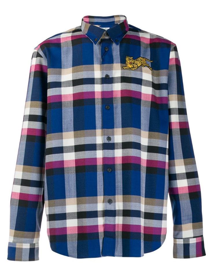 Kenzo Jumping Tiger Check Shirt - Blue