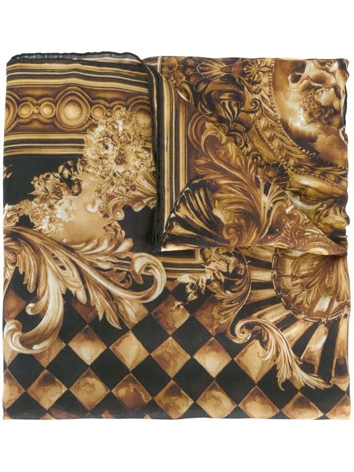 Balmain Baroque Effect Scarf, Women's, Brown, Modal/cashmere
