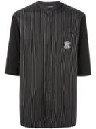 Neil Barrett Striped Shirt, Men's, Size: 43, Black, Cotton/polyamide/spandex/elastane